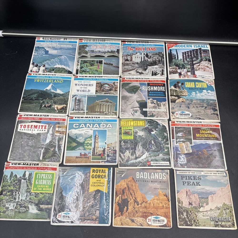 VTG View-Master 3 Reel Packets Lot of 16 Niagara Israel Switzerland Nat'l Parks